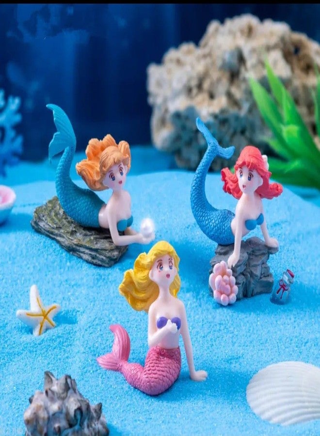 VRB Dec مجموعة تحف مصغرة من 4 قطع من VRB Dec لتزيين المنزل، لوحة قيادة السيارة، عيد الحب، غرفة المعيشة، هدايا، تماثيل، أدوات تزيين الكيك، تماثيل لتزيين المنزل. (4 قطع من تماثيل جنية حوض السمك المصغرة) - Image 3